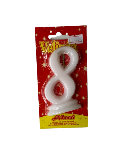 VELA MANUSCRISTO NUMERO 8 BRANCO 202692