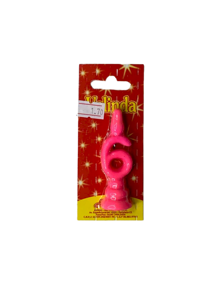 VELA POP NUMERO 6 ROSA 195062