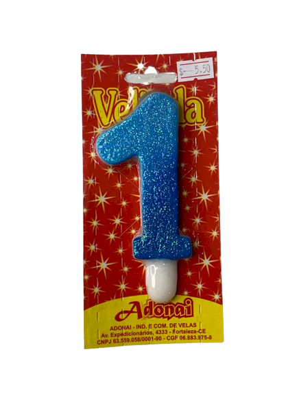 VELA NUMERO RELUZENTE N 1 AZUL 228395