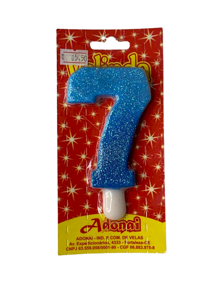 VELA NUMERO RELUZENTE N 7 AZUL 228456