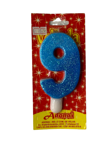 VELA NUMERO RELUZENTE N 9 AZUL 228470