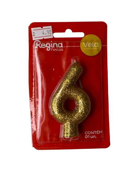 VELA ANIVERSARIO N6 CINTILANTE DOURADA 744631