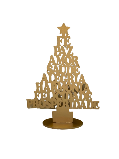 MINI ARVORE DE NATAL MDF 21X30CM NA BASE VERD/OURO/VM 573208 - NATAL