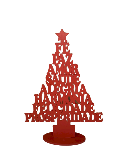MINI ARVORE DE NATAL MDF 21X30CM NA BASE VERD/OURO/VM 573208 - NATAL