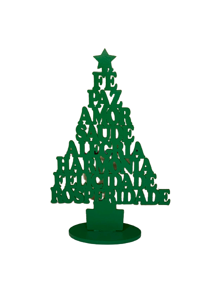 MINI ARVORE DE NATAL MDF 21X30CM NA BASE VERD/OURO/VM 573208 - NATAL