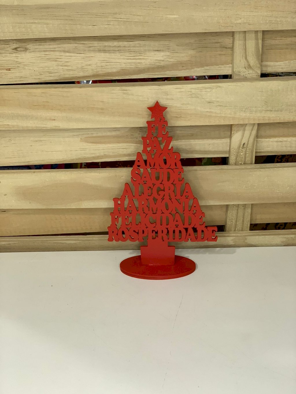 MINI ARVORE DE NATAL MDF 21X14CM VERMELHO 570795 - NATAL