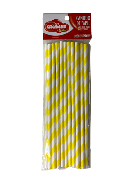 CANUDO DE PAPEL LISTRAS AMARELO PT C/20 UN 29002333 990616