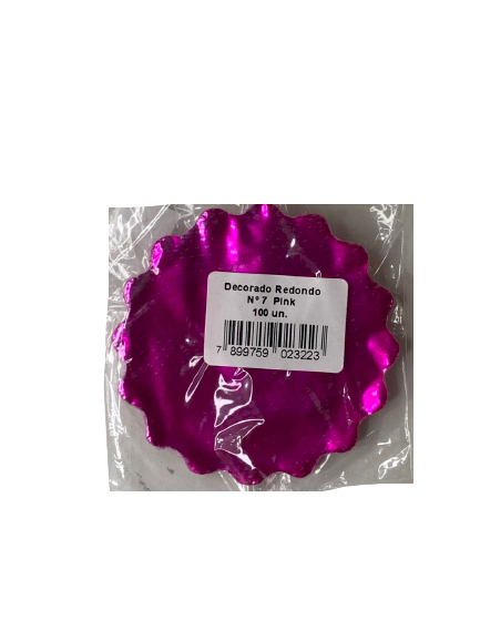 FUNDO DECORADO REDONDO 7CM C/100 PINK 023223