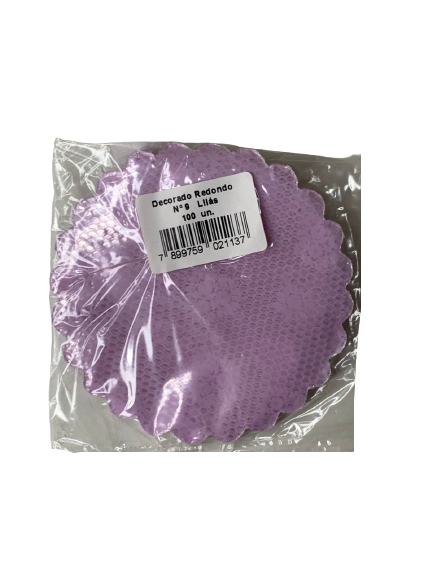 FUNDO DECORADO REDONDO 9CM C/100 LILAS 021137