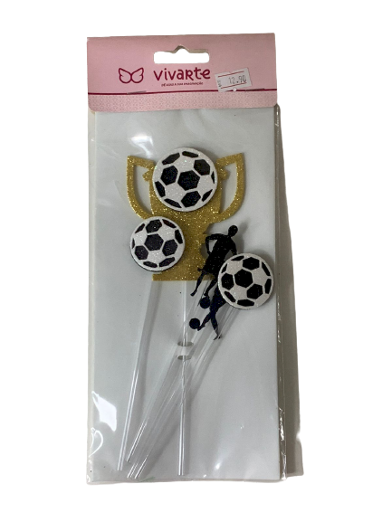 TOPO PALITO FUTEBOL KIT 5PC EVA GLITER 15CM 2390 393682