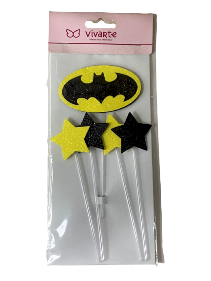 TOPO PALITO HEROI MORCEGO KIT 5P EVA GLITER 15CM 2378 393453