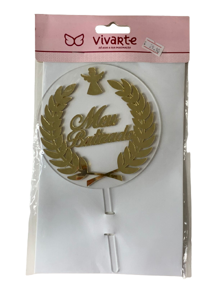 TOPO CRISTAL MEU BATIZADO ACE DOURADO 21CM 2377 393446