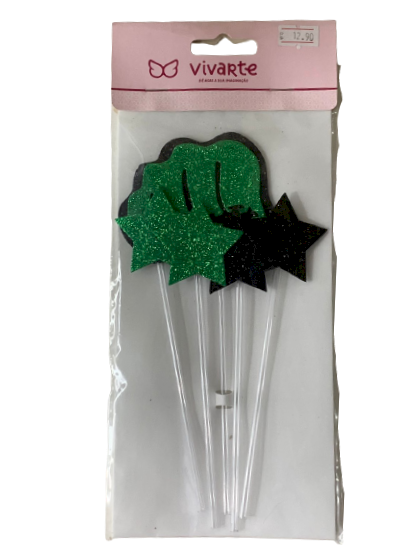 TOPO PALITO HEROI VERDE KIT 5PC EVA GLITER 15CM 2317 392593