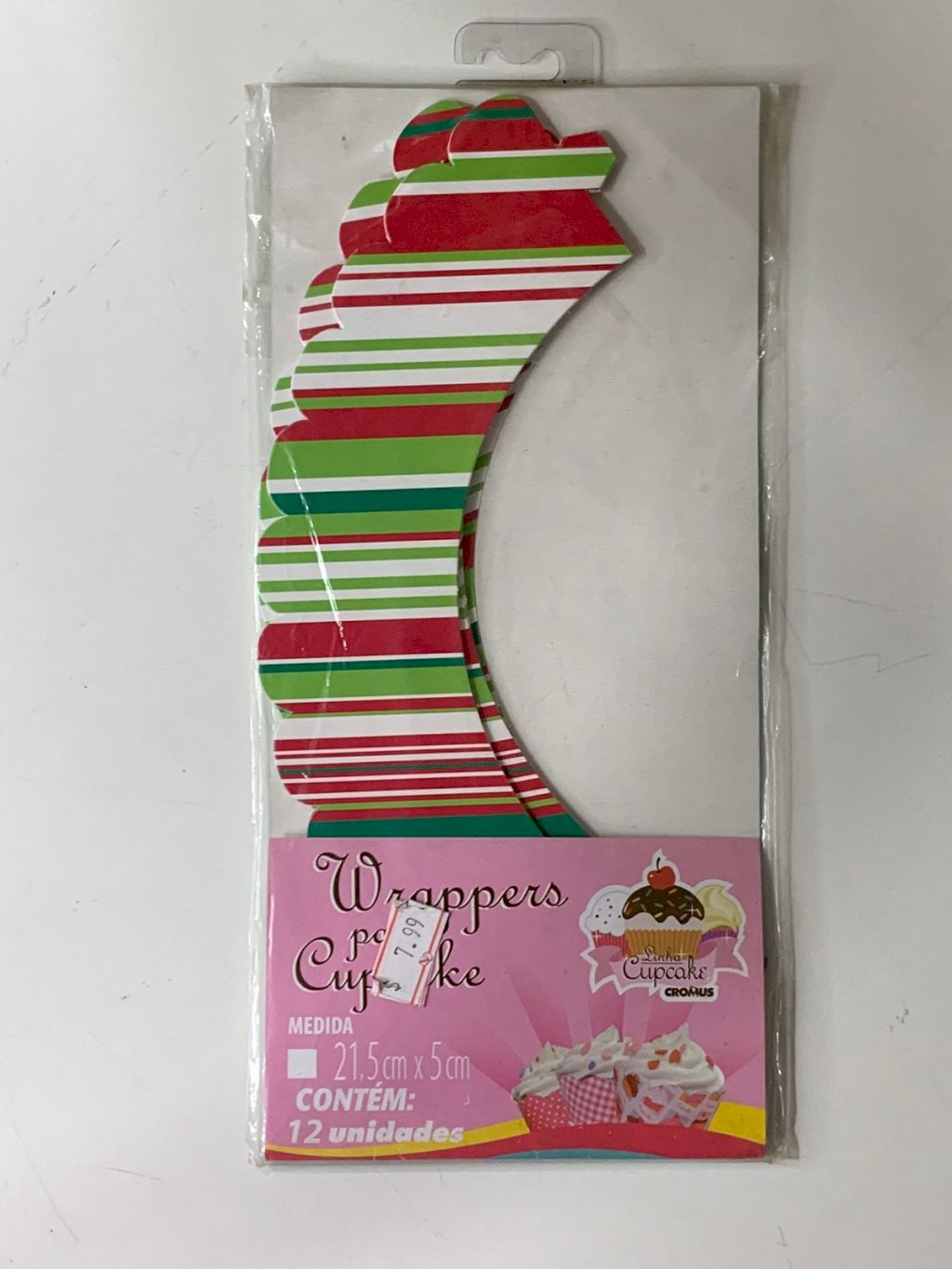 WRAPPERS P/ CUP CAKE CHRISTIMAS LISTRAS 21,5X5 10UN