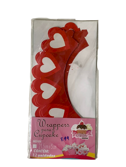 WRAPPERS P/ CUP CAKE CORACAO 21,5X5 12UN