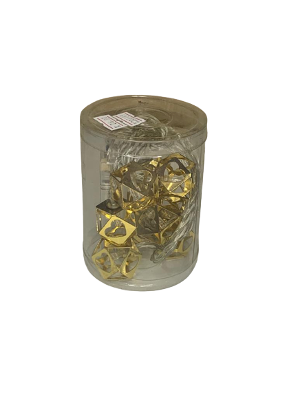 CORDAO DE LUZ HEXAGONAL CORACAO C/2MTS C/10 METAL CL0016