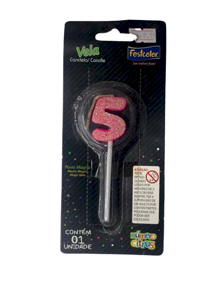 VELA NUMERO CITRUS ROSA N5 101483