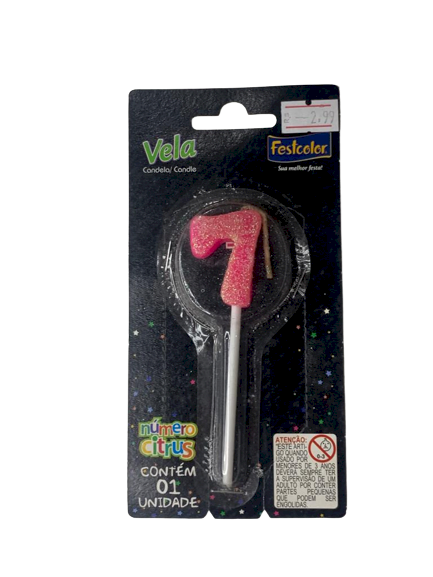 VELA NUMERO CITRUS ROSA N7 101485