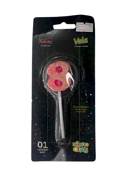 VELA NUMERO CITRUS ROSA N8 101486