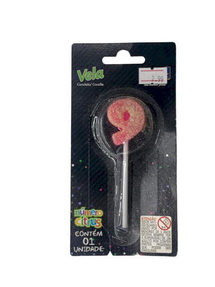 VELA NUMERO CITRUS ROSA N9 101487