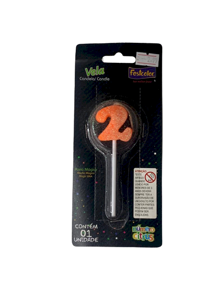 VELA NUMERO CITRUS LARANJA N2 101460