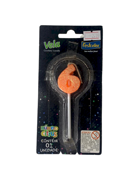 VELA NUMERO CITRUS LARANJA N6 101464