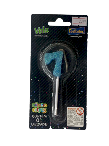 VELA NUMERO CITRUS AZUL N7 101445