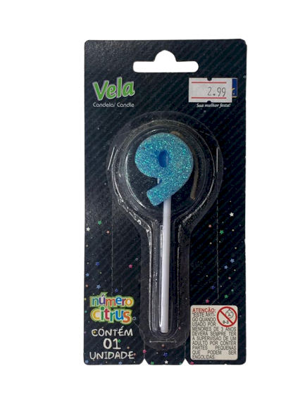 VELA NUMERO CITRUS AZUL N9 101447