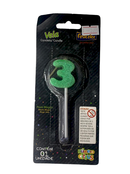 VELA NUMERO CITRUS VERDE N3 101451