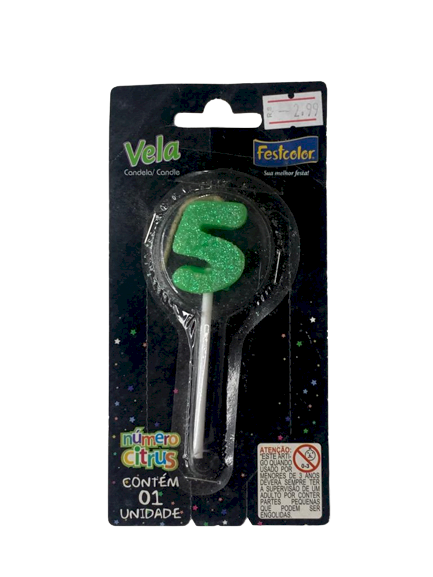 VELA NUMERO CITRUS VERDE N5 101453