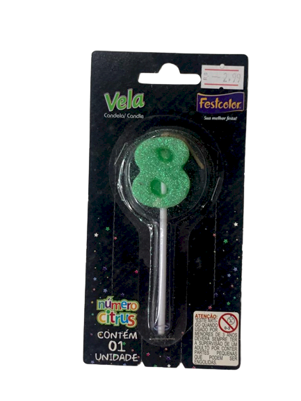 VELA NUMERO CITRUS VERDE N8 101456
