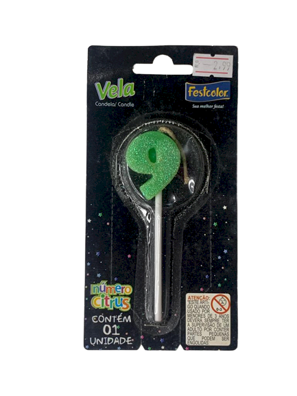 VELA NUMERO CITRUS VERDE N9 101457