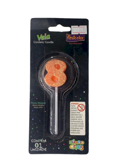 VELA NUMERO CITRUS LARANJA N8 101466