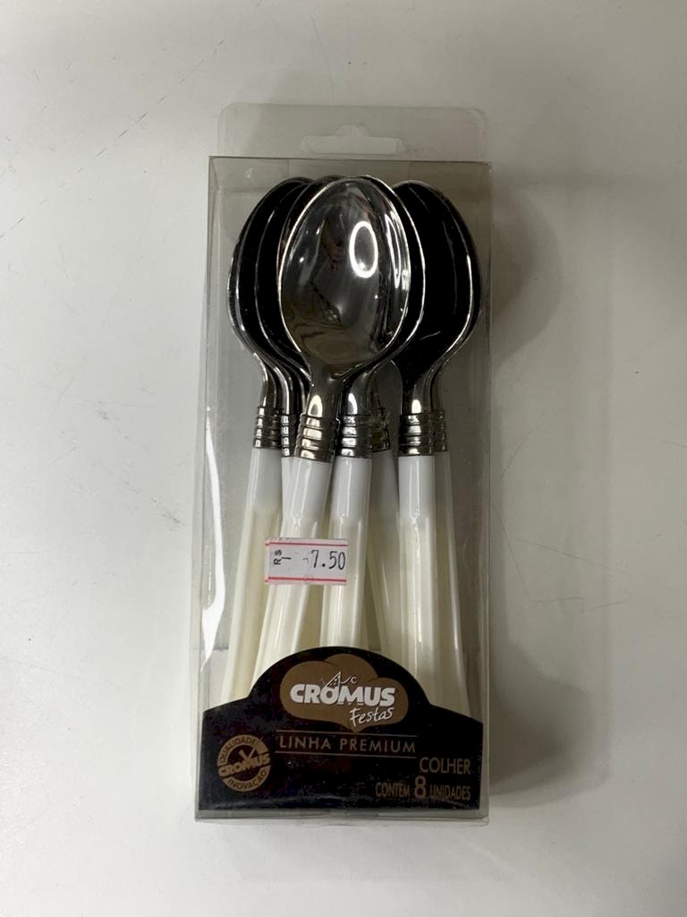 LINHA PREMIUM COLHER PRATA E BRANCO 112042 245051