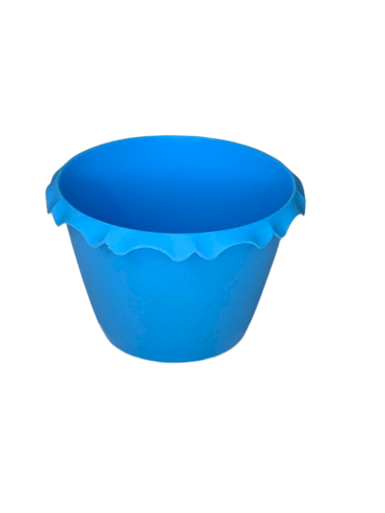 CACHEPOT C/BORDA ONDULADA REDONDO PEQ 8X11CM AZUL BB 035492