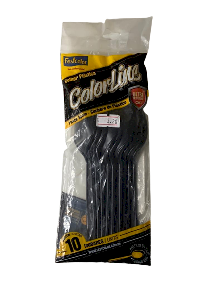 COLHER COLOR PRETO 101606 C/10 505178