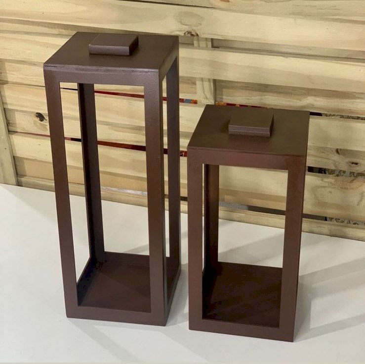 KIT LANTERNEIRO RUST/BRANC 30X15X15CM/40X15X15CM MDF 590762