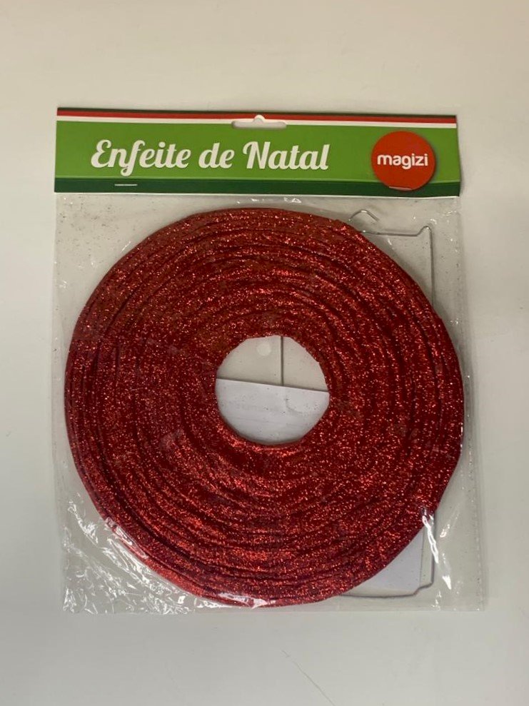 LANTERNA ORIENTAL GLITER 20CM VERMELHO 045527
