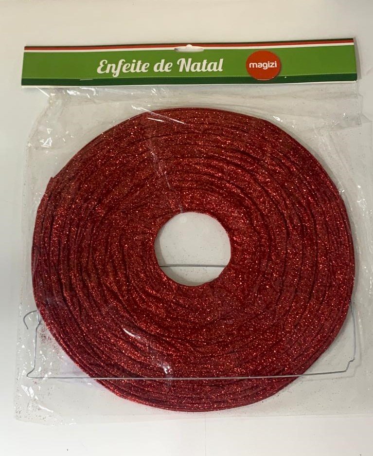 LANTERNA ORIENTAL GLITER 30CM VERMELHO 045534