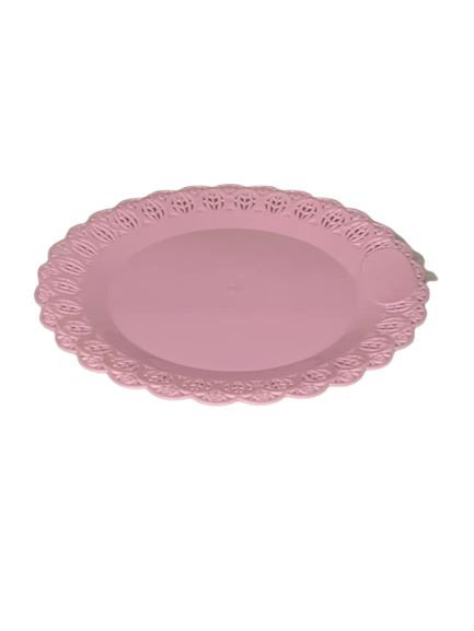 BANDEJA RENDADA REDONDA 21CM ROSA 503364
