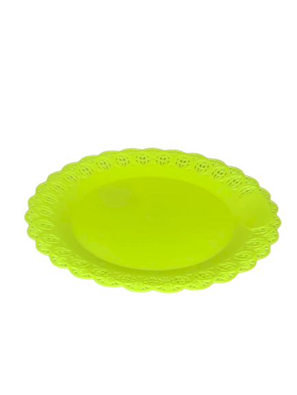 BANDEJA RENDADA REDONDA 21CM AMARELO NEON 510218