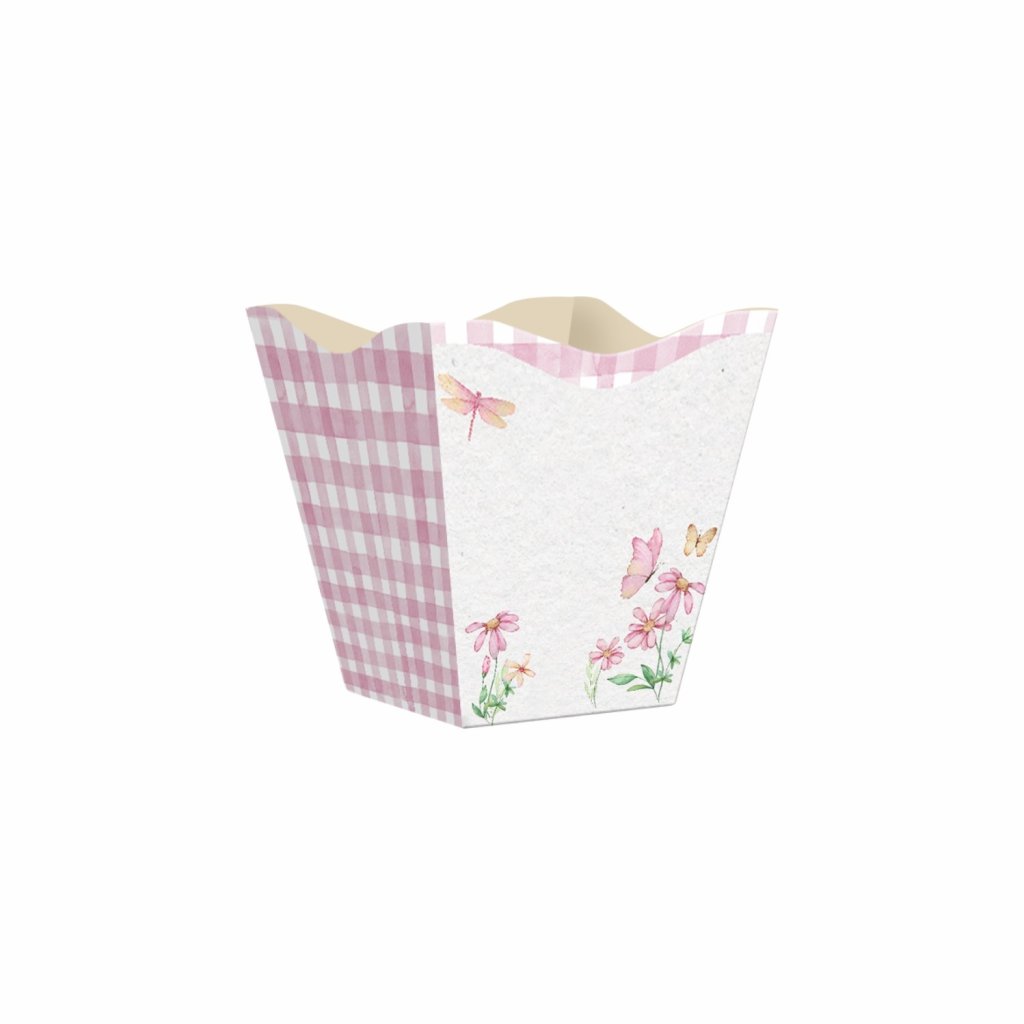 CACHEPOT VINTAGE VICHY AQUARELA PEQUENO BRANC/RS 33743 33742