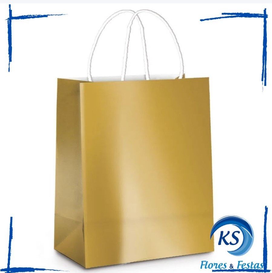 SACOLA LAM OURO METAL BRILHO P 21,5X15X8 PT C/10 14000394