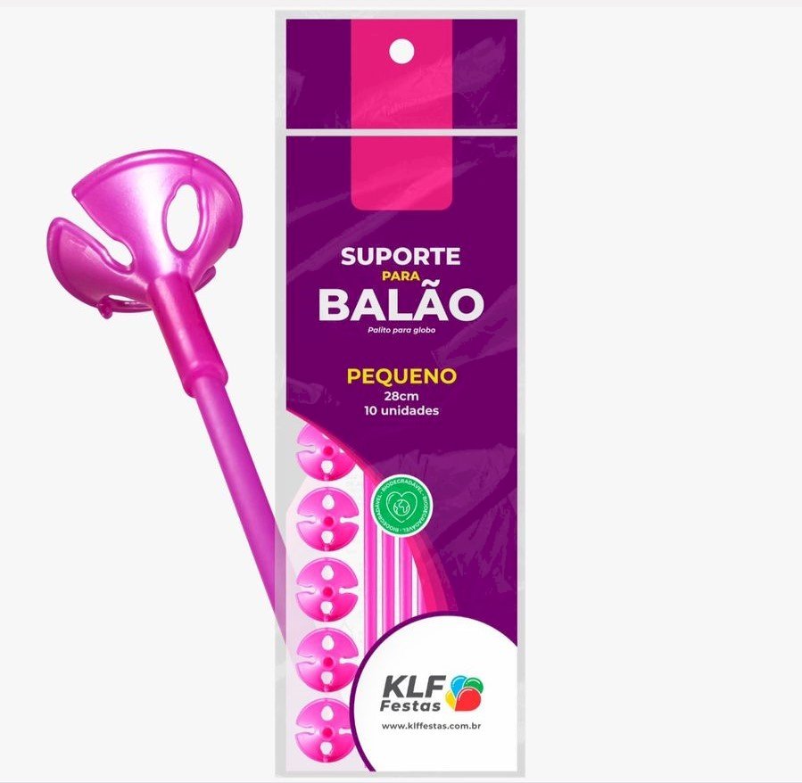 SUPORTE P/BALAO 33CM C/10 PINK 346144
