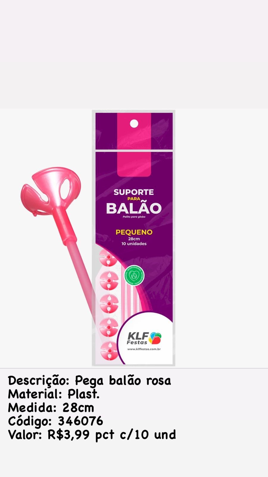 SUPORTE P/BALAO 33CM C/10 ROSA 346076