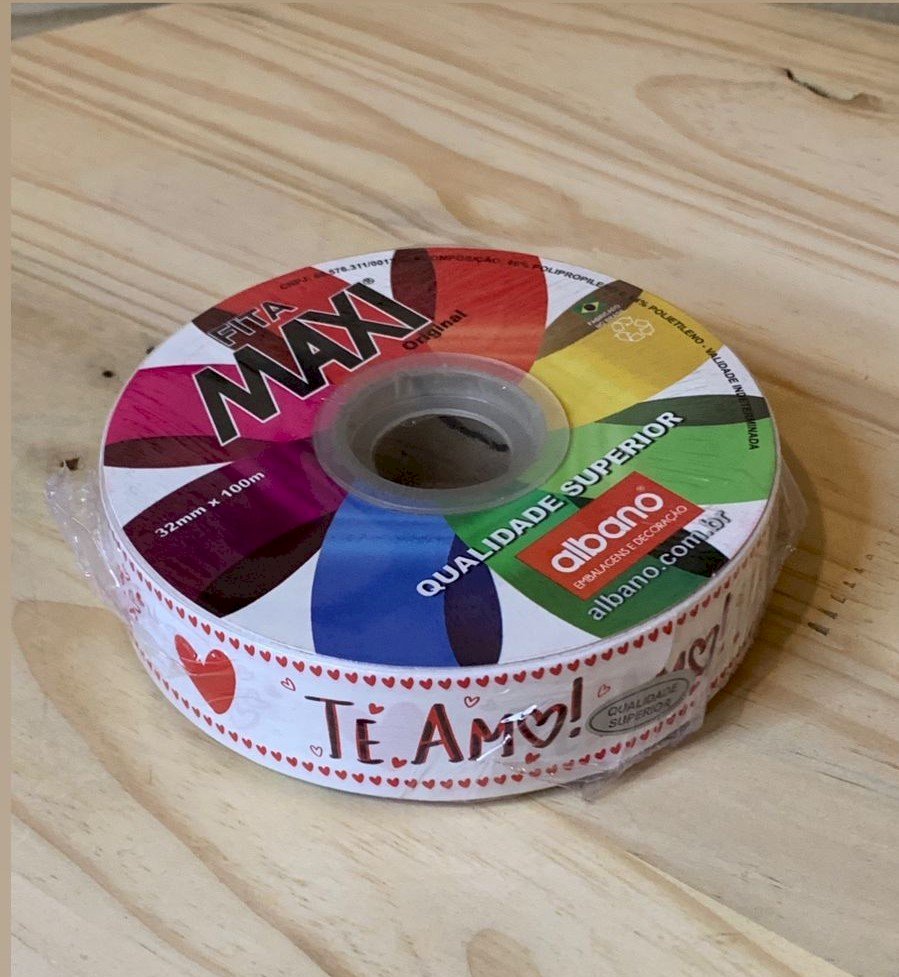 FITA MAXI PAPER LOOK TE AMO 32MMX100M BRANCO 34083