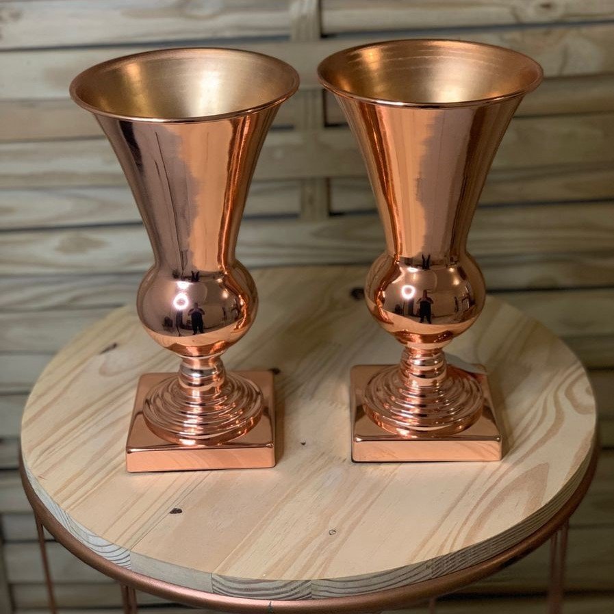 VASO METAL CONE BAIXA 17X17X31CM ROSE 35022RG 850691