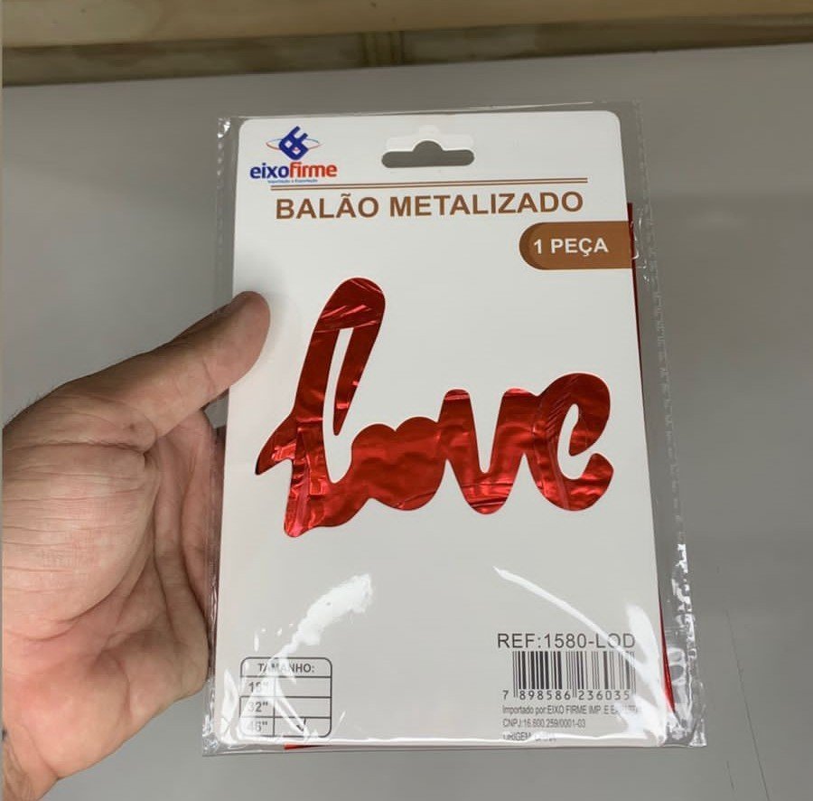 BALAO METALIZADO LOVE 60X75 ROSE/VERM 1580LD 236035