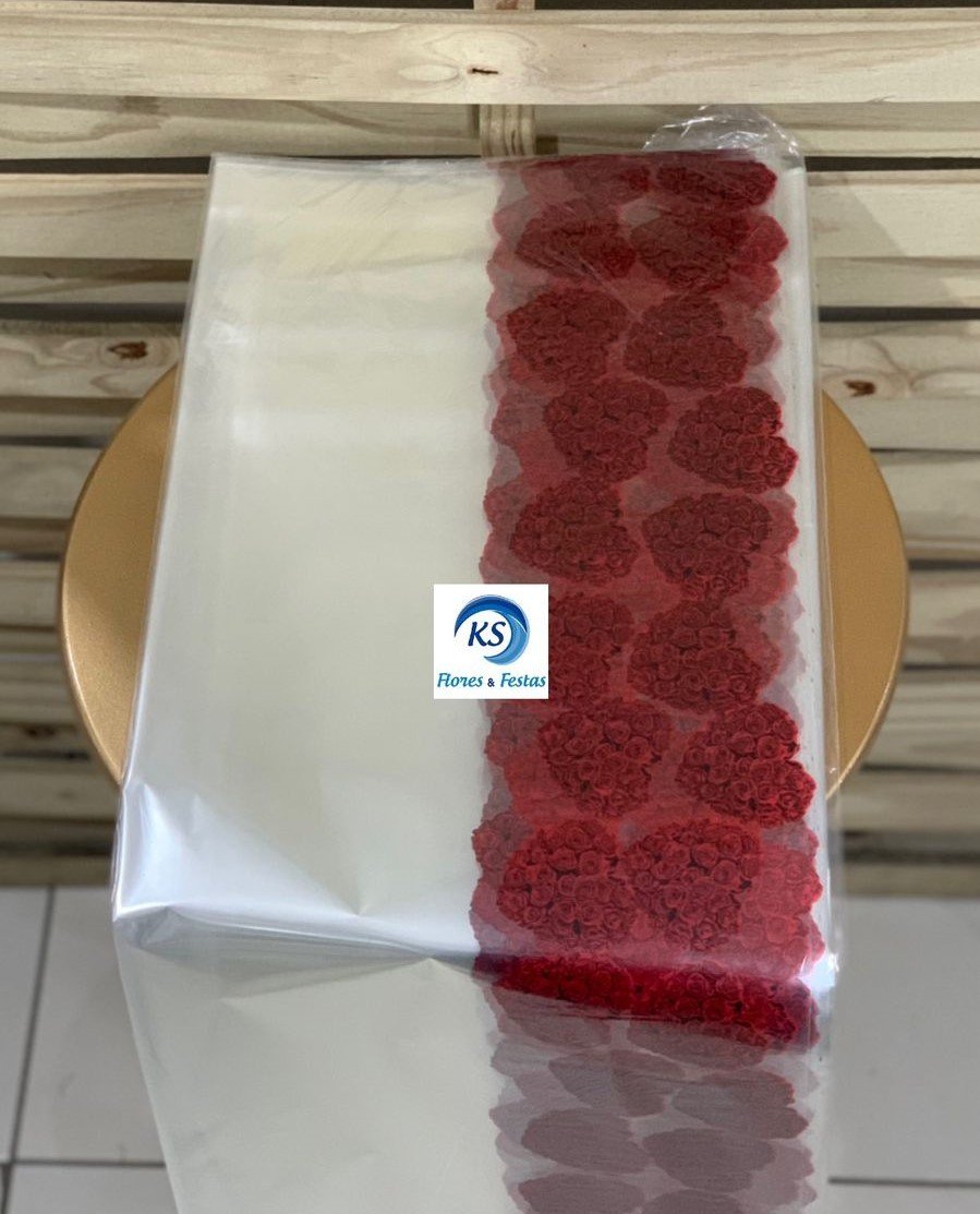 SACO POLI BARRADO HEART ROSES 80CMX88CM 25PCS VERMELHO 30699