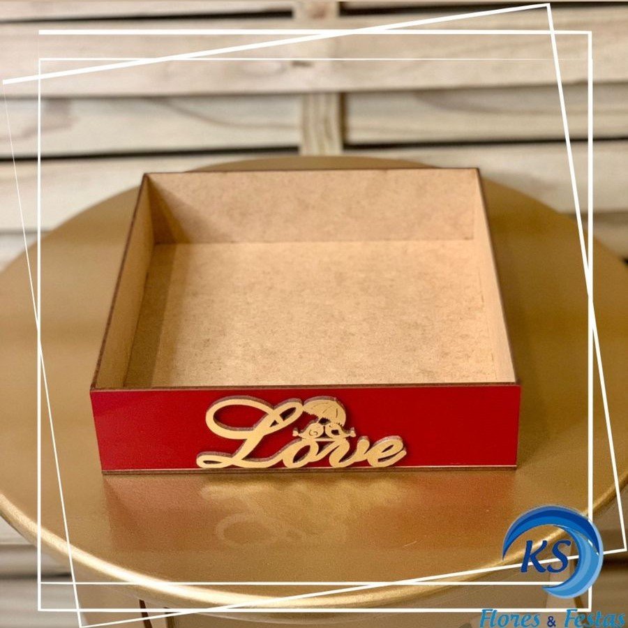 BANDEJA 20X20X5CM C/FRASE MDF VERM 584204